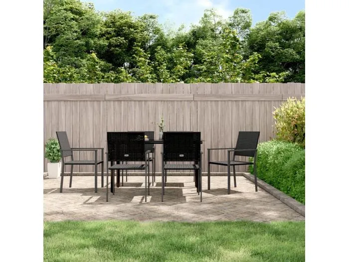 7-tlg. Garten-Essgruppe Poly Rattan und Stahl