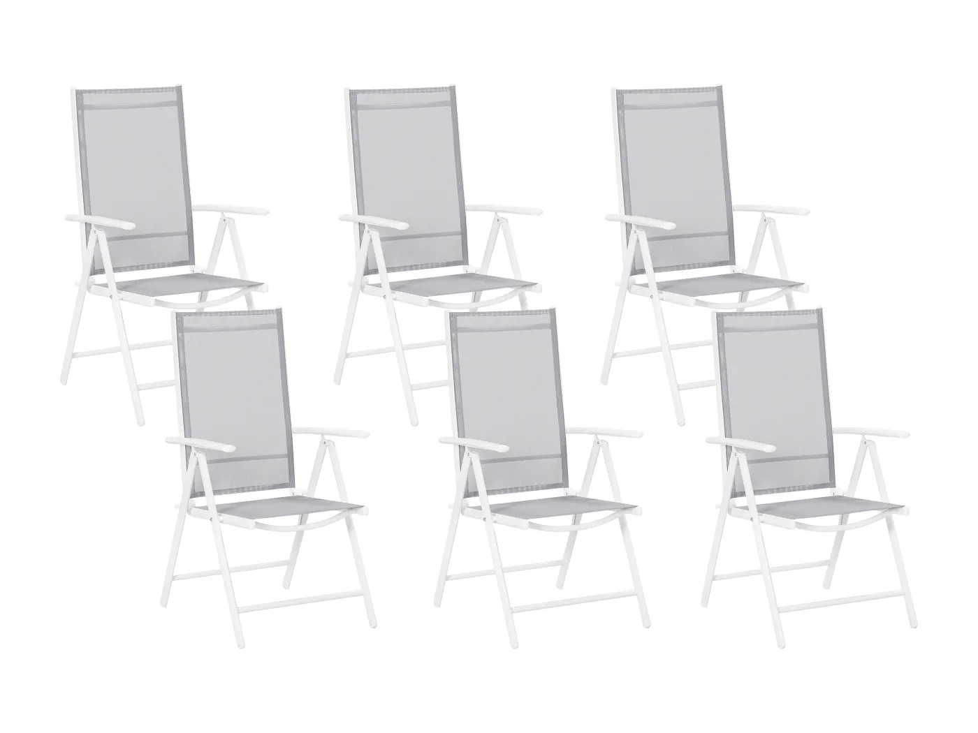 6er Set Gartenstuhl Terrassenstuhl Balkonstuhl Hochlehner Aluminium Grau Catania