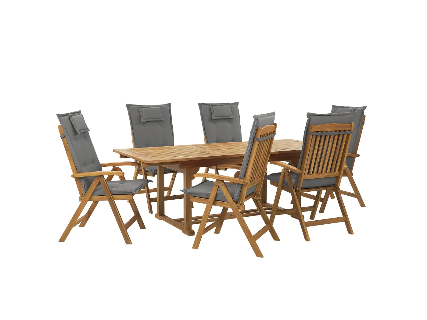 Gartenmöbel Set 6-Sitzer JAVA inkl. Kissen Akazienholz Graphitgrau