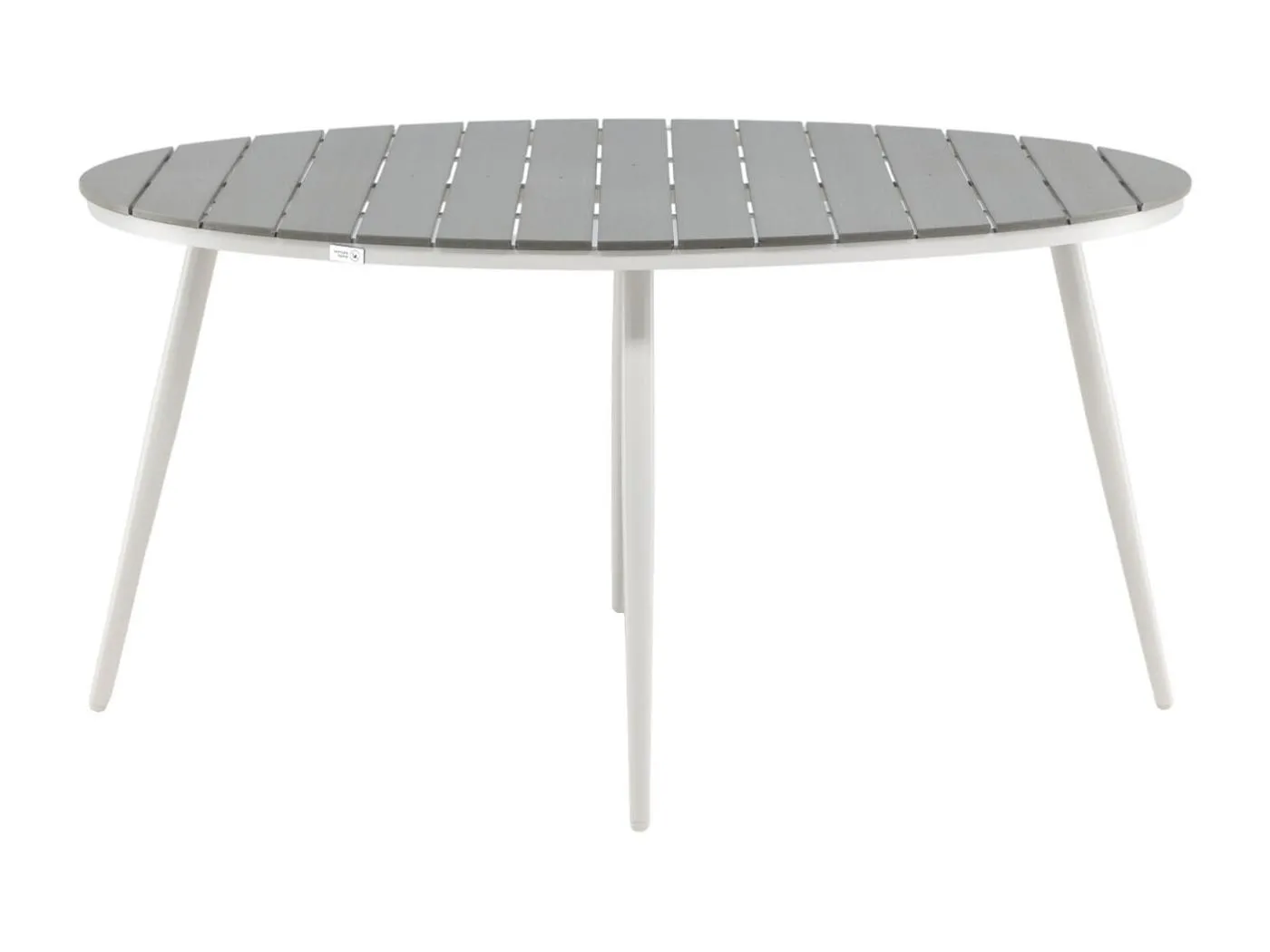 Break Esstisch Ø150cm weiß grau.