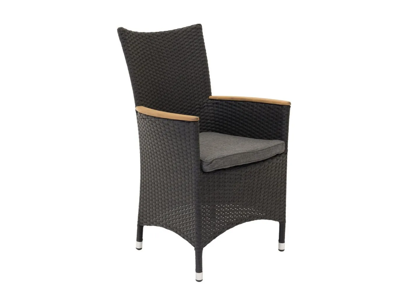 Malin Gartenstuhl mit Armlehnen inkl. Kissen, stapelbar schwarz, natur.