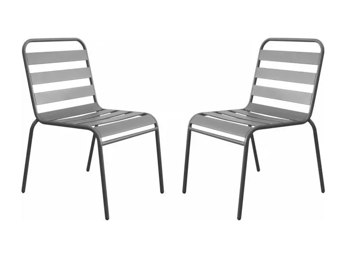 2er-Set stapelbare Gartenstühle aus Metall "Bilbao" - Taupe
