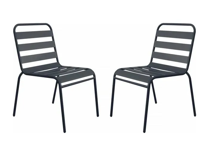 2er-Set stapelbare Gartenstühle aus Metall 'Bilbao' – Grau"