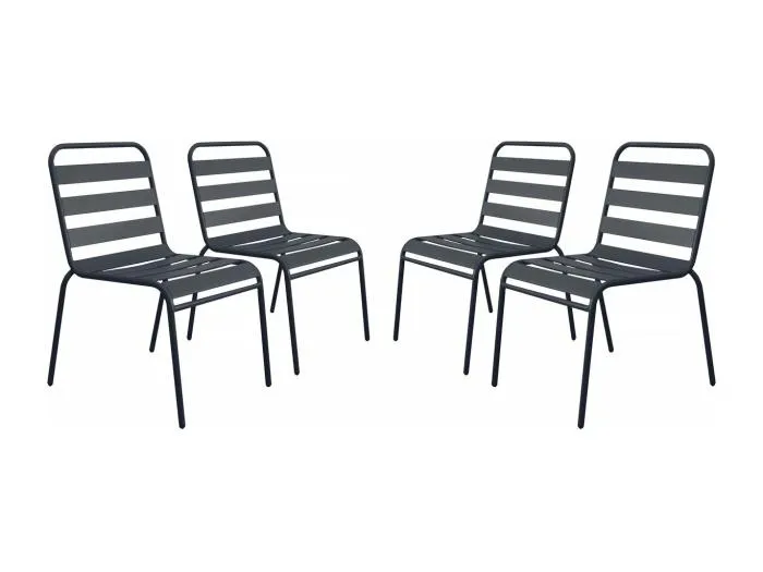 4er-Set stapelbare Gartenstühle aus Metall 'Bilbao' – Grau