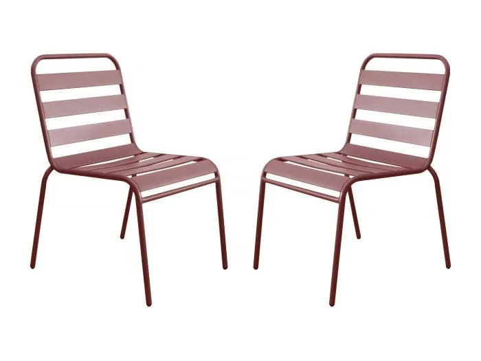 2er-Set stapelbare Gartenstühle aus Metall "Bilbao" - Terrakotta