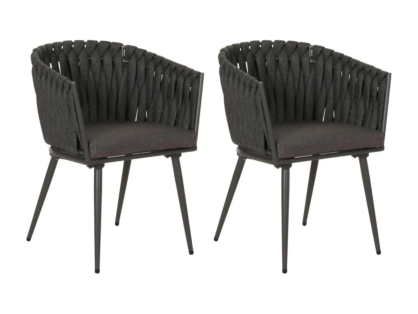 Gartenstuhl MCW-N38 (2er-Set), Anthrazit Kissen dunkelgrau