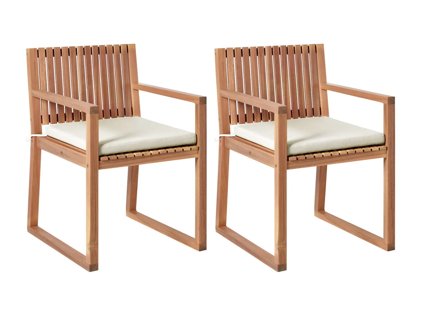 Gartenstuhl 2er Set zertifiziertes Holz hellbraun Kissen beige taupe Sassari Premium