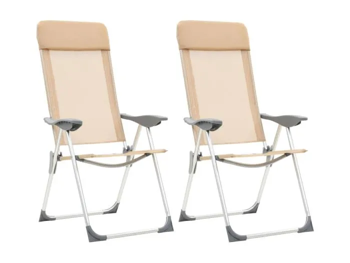 Klappbare Campingstühle 2 Stk. Aluminium Creme