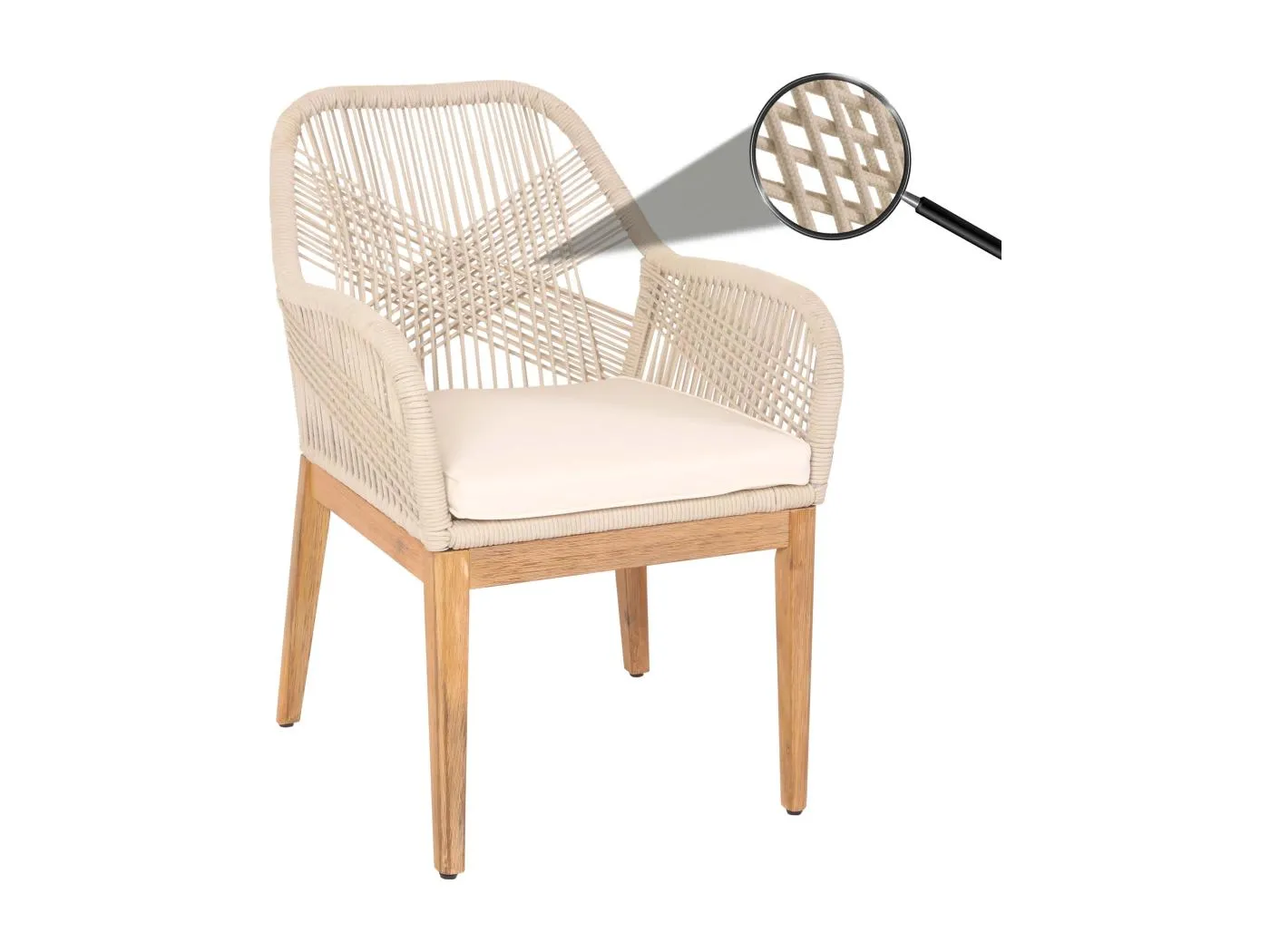 Gartenstuhl MCW-H56b, Beige Kissen creme-weiß