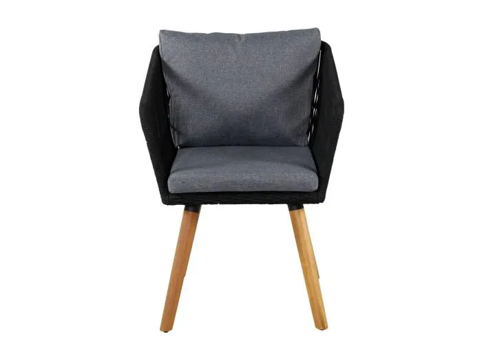 Chania Gartenstuhl mit Armlehnen inkl. Kissen Akazie, schwarz.