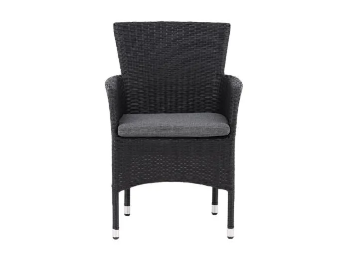 Malina Gartenstuhl inkl. Kissen stapelbar schwarz.