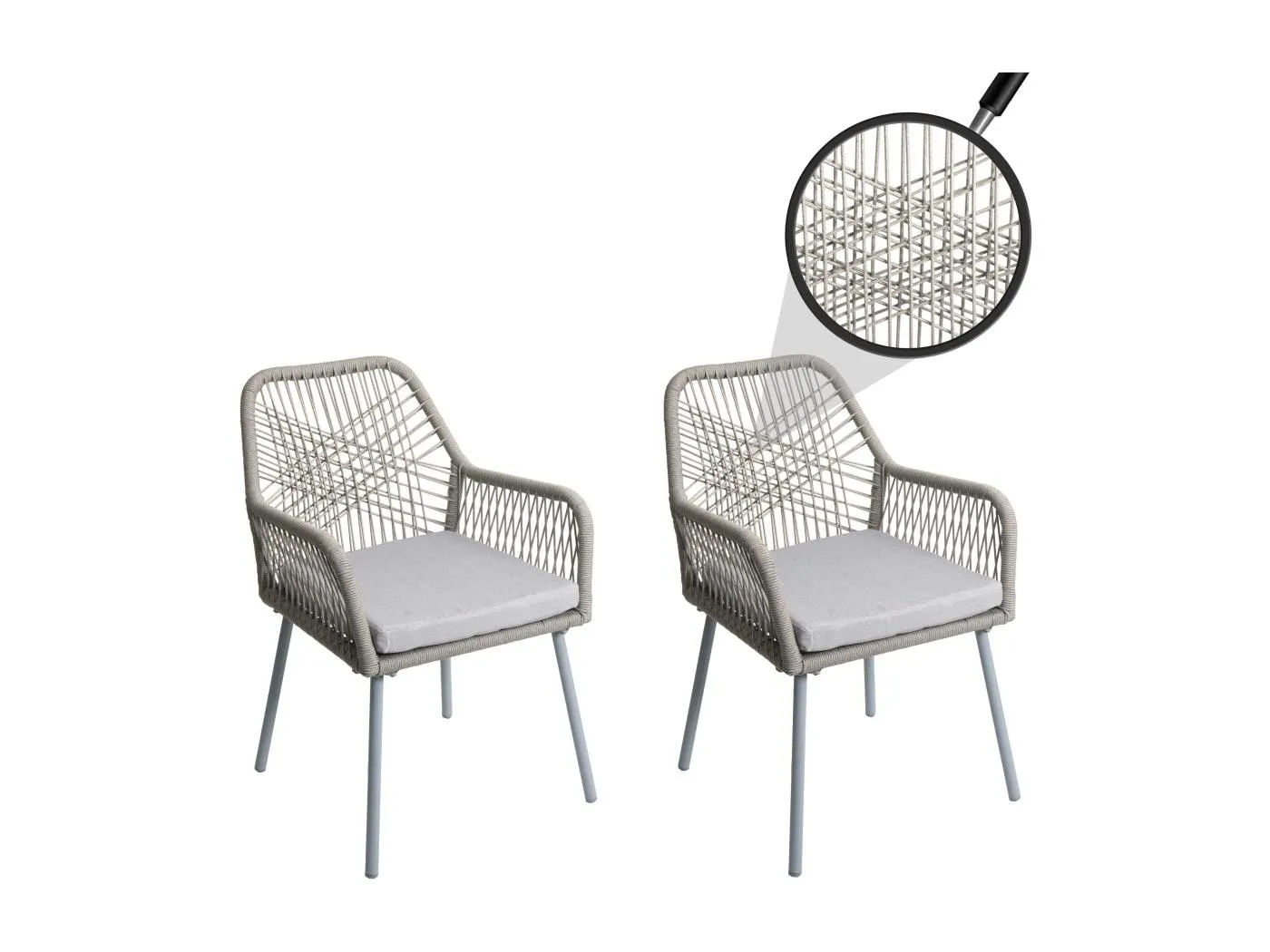 Gartenstuhl MCW-O12 (2er-Set), Grau, Bezug grau