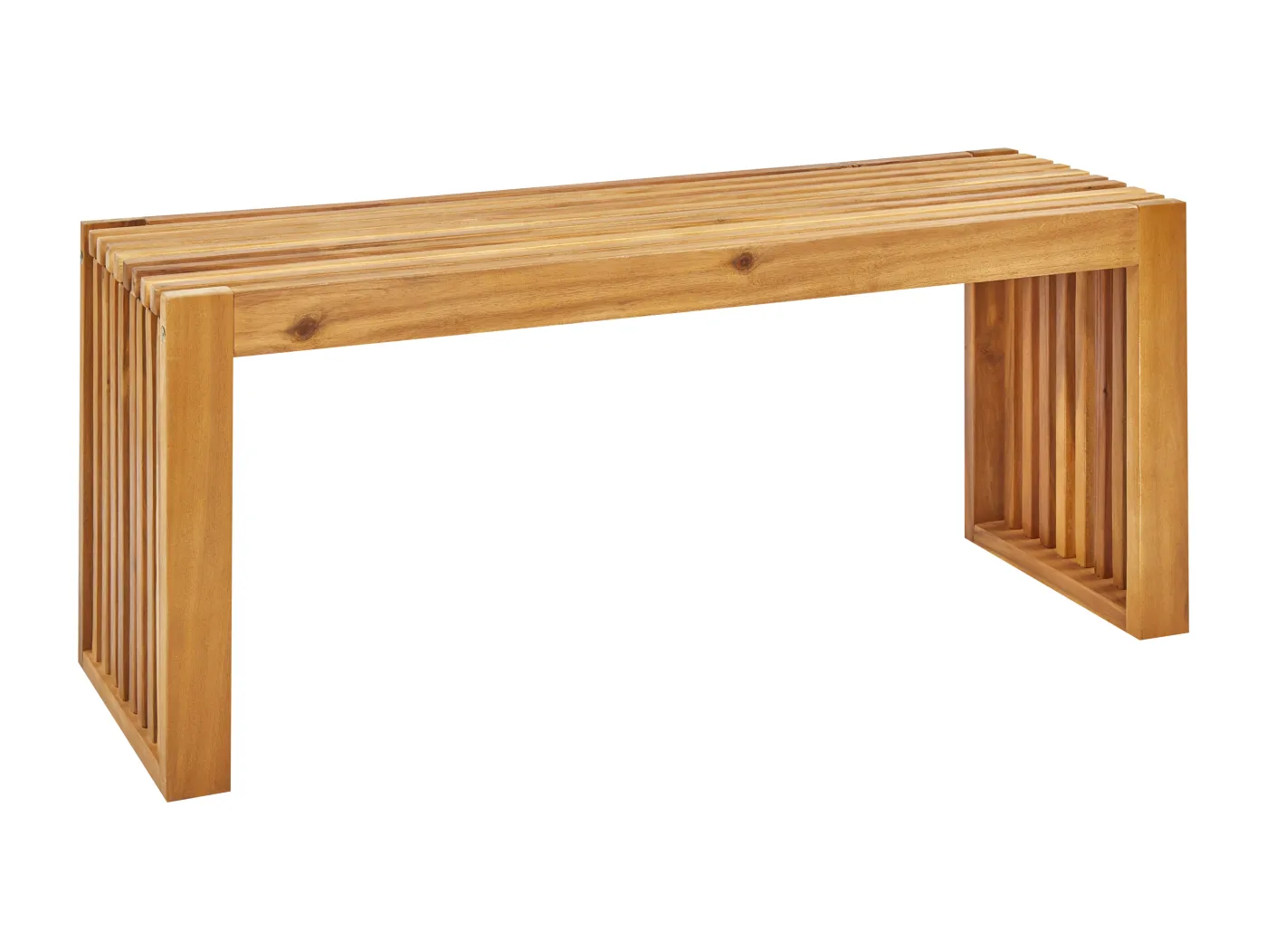 2-Sitzer Gartenbank ohne Lehne Akazienholz hellbraun 105 x 35 cm U-Form Bellano