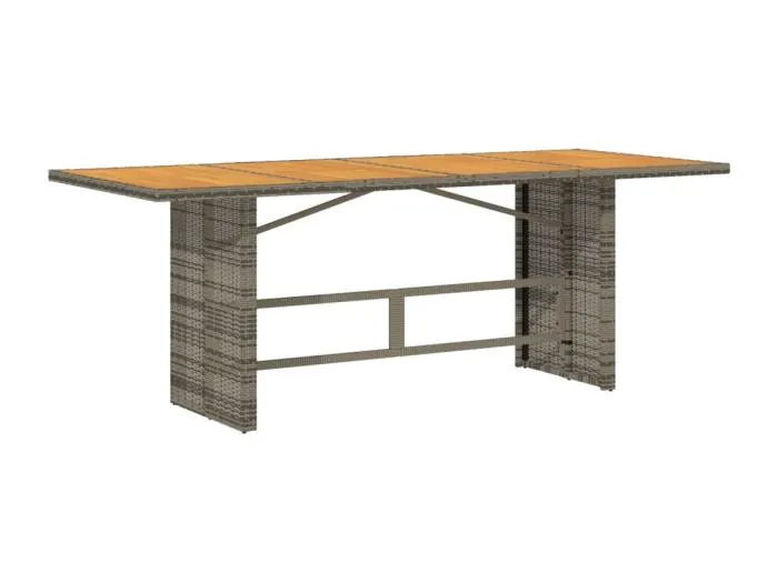 Cavan Lower  Gartentisch mit Akazienholz-Platte Grau 190x80x74cm Poly Rattan