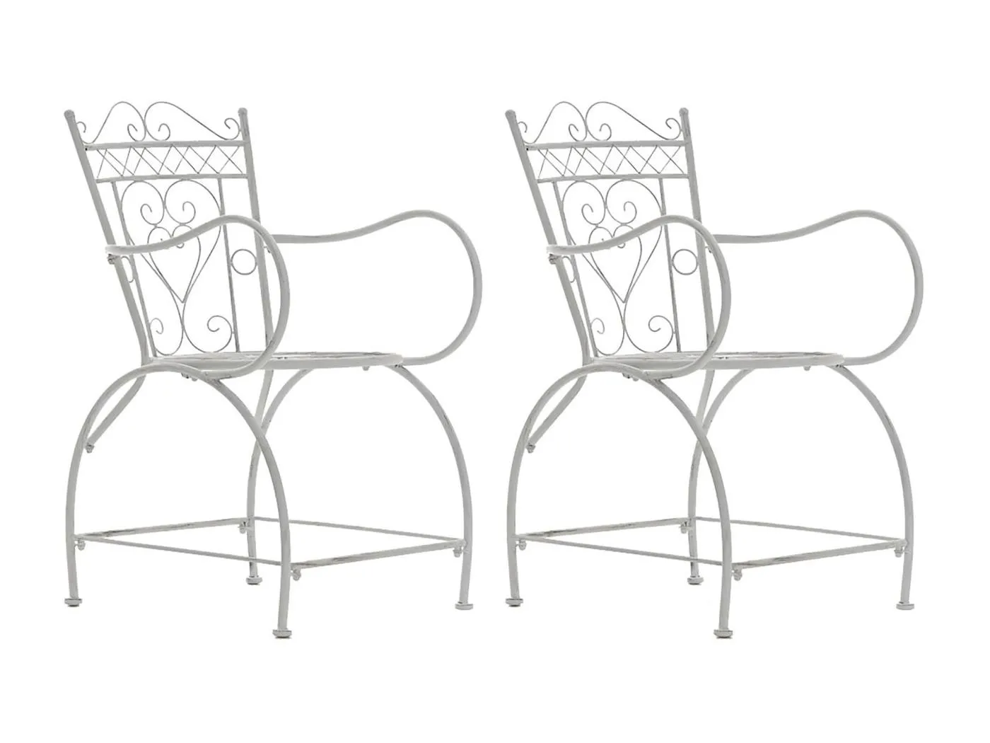 2er Set Gartenstühle - Metall & Metall - antik weiß - Sheela