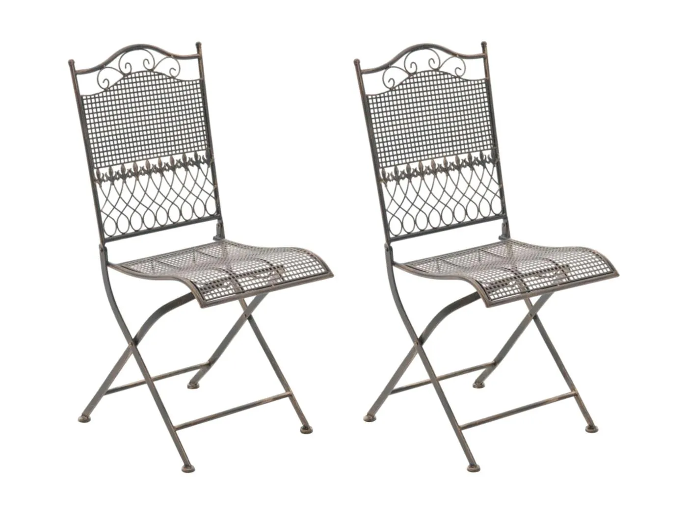 2er Set Gartenstuhl - Metall - bronze - Kiran