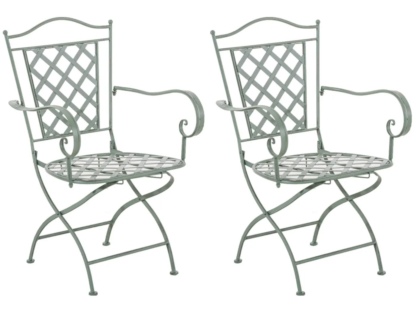 2er Set Gartenstühle - Metall & Galvanisiertes Eisen - antik-grün - Adara