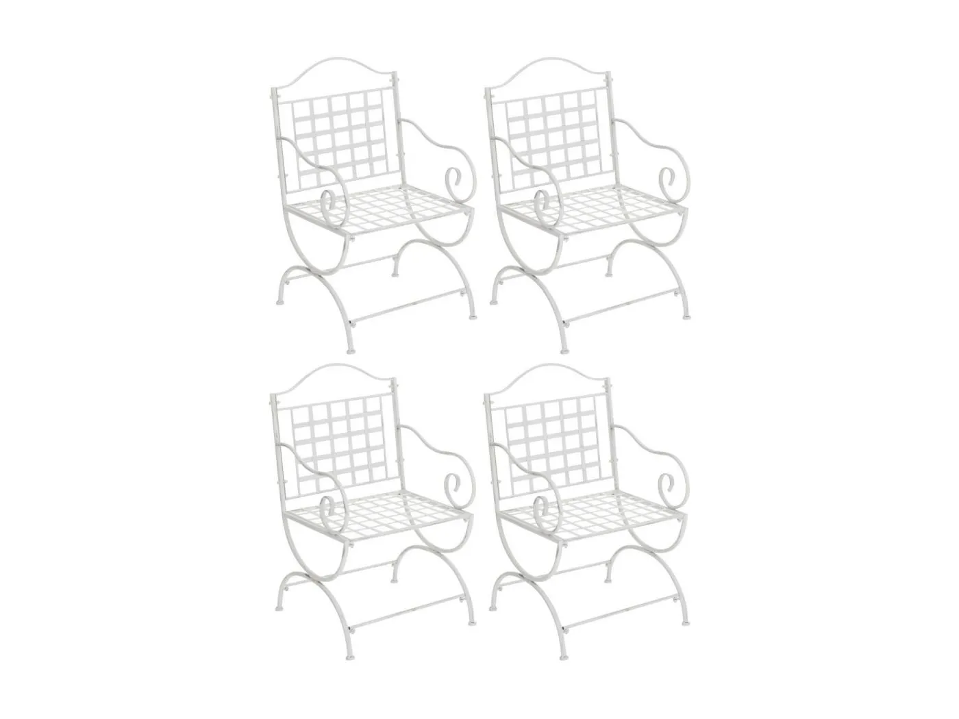 4er Set Gartenstuhl - Metall - antik weiß - Lotta