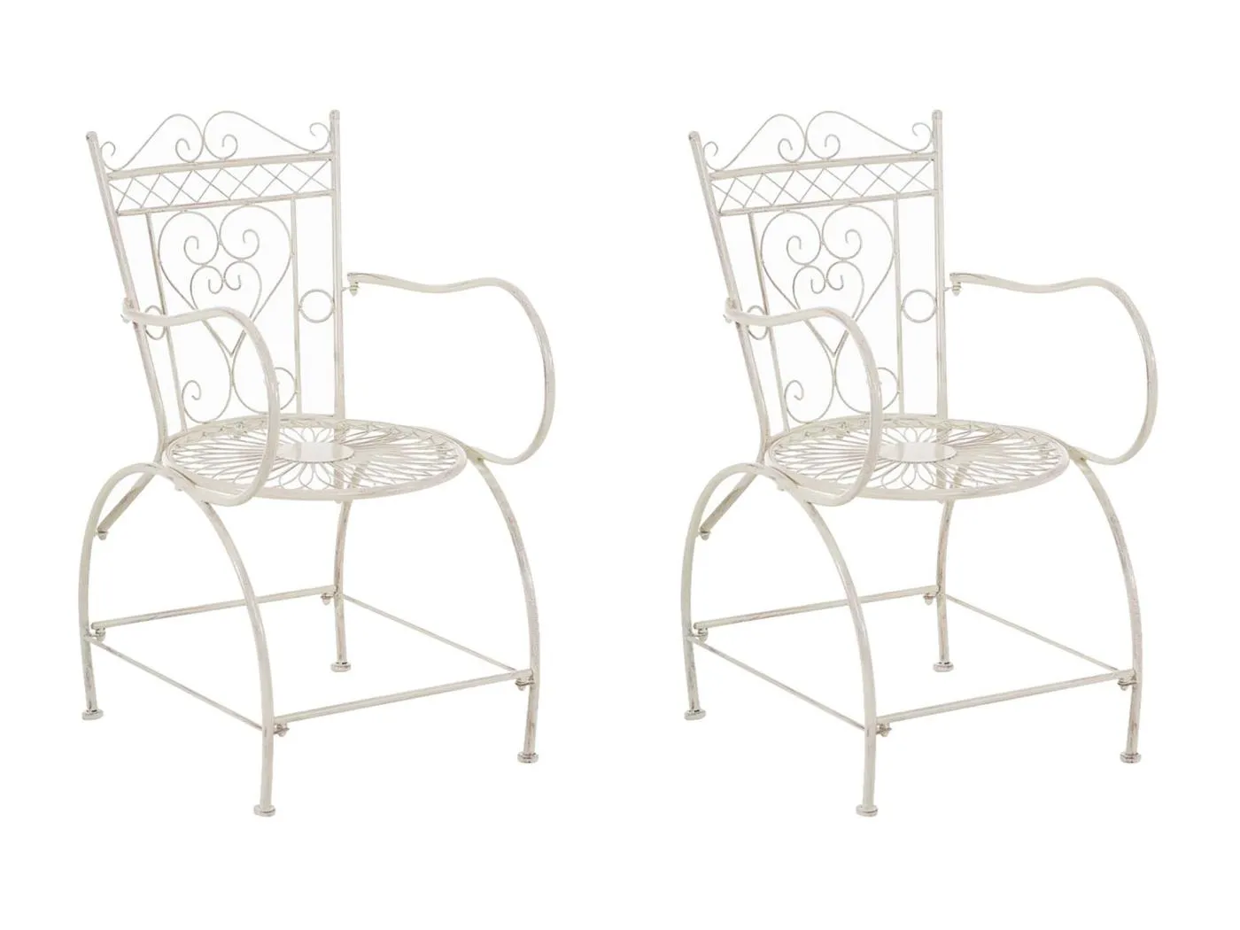 2er Set Gartenstuhl - Metall & Metall - antik-creme - Sheela