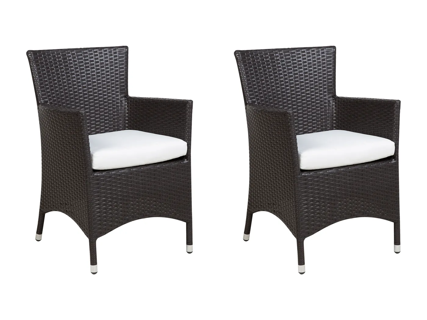 Praktisches Gartenstuhl Set 2er Set Rattan dunkelbraun Auflage weiß Italy
