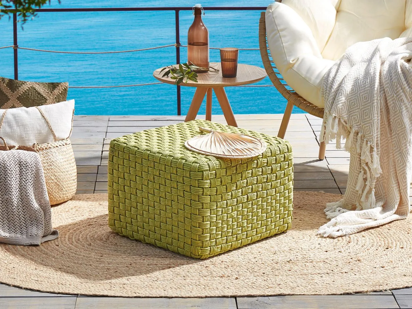 Pouf NALLI Grün 50 cm 50 cm 35 cm