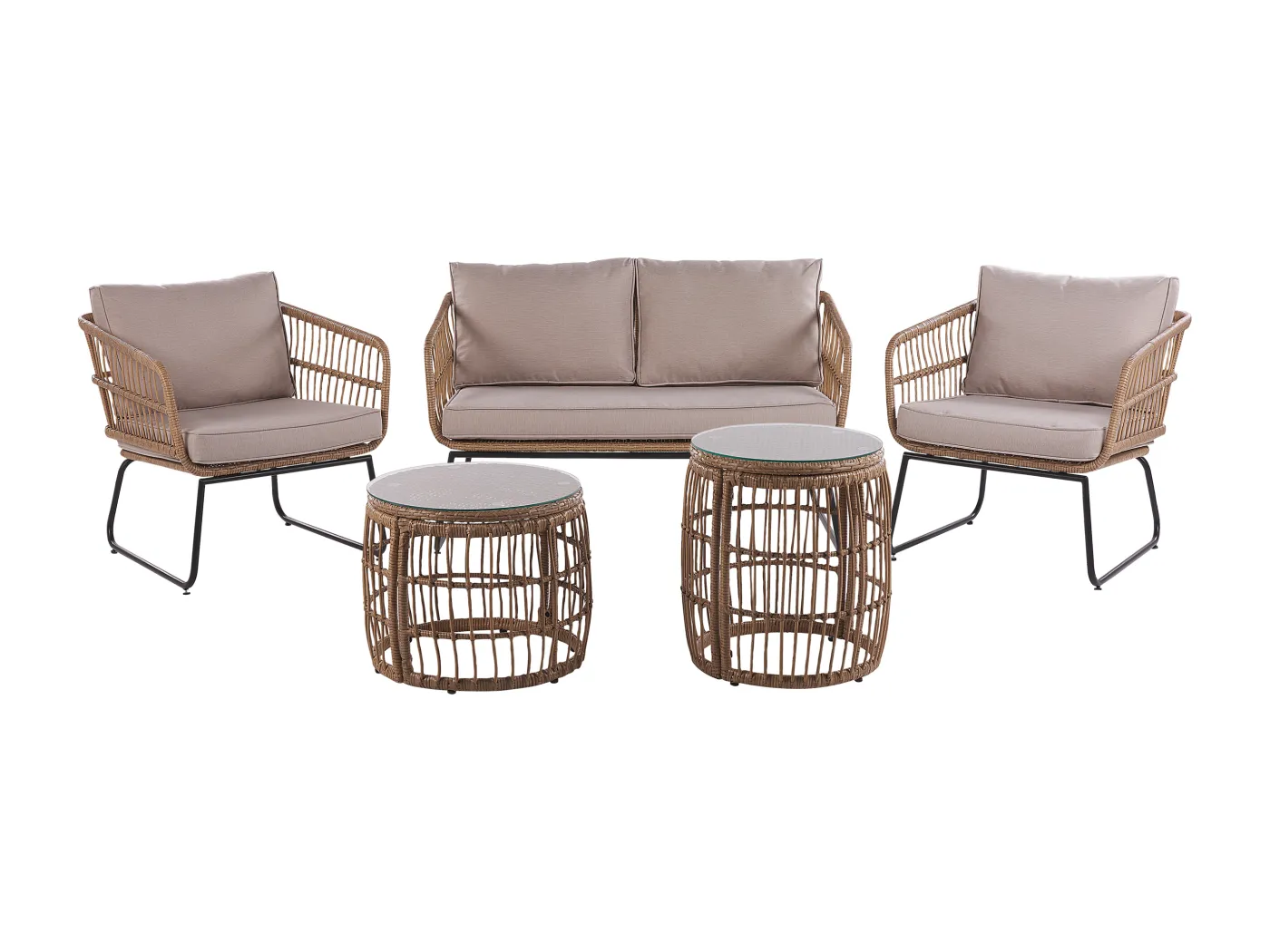 Stilvolles Gartenmöbel Set Polyrattan mit Auflagen in Beige Ravello