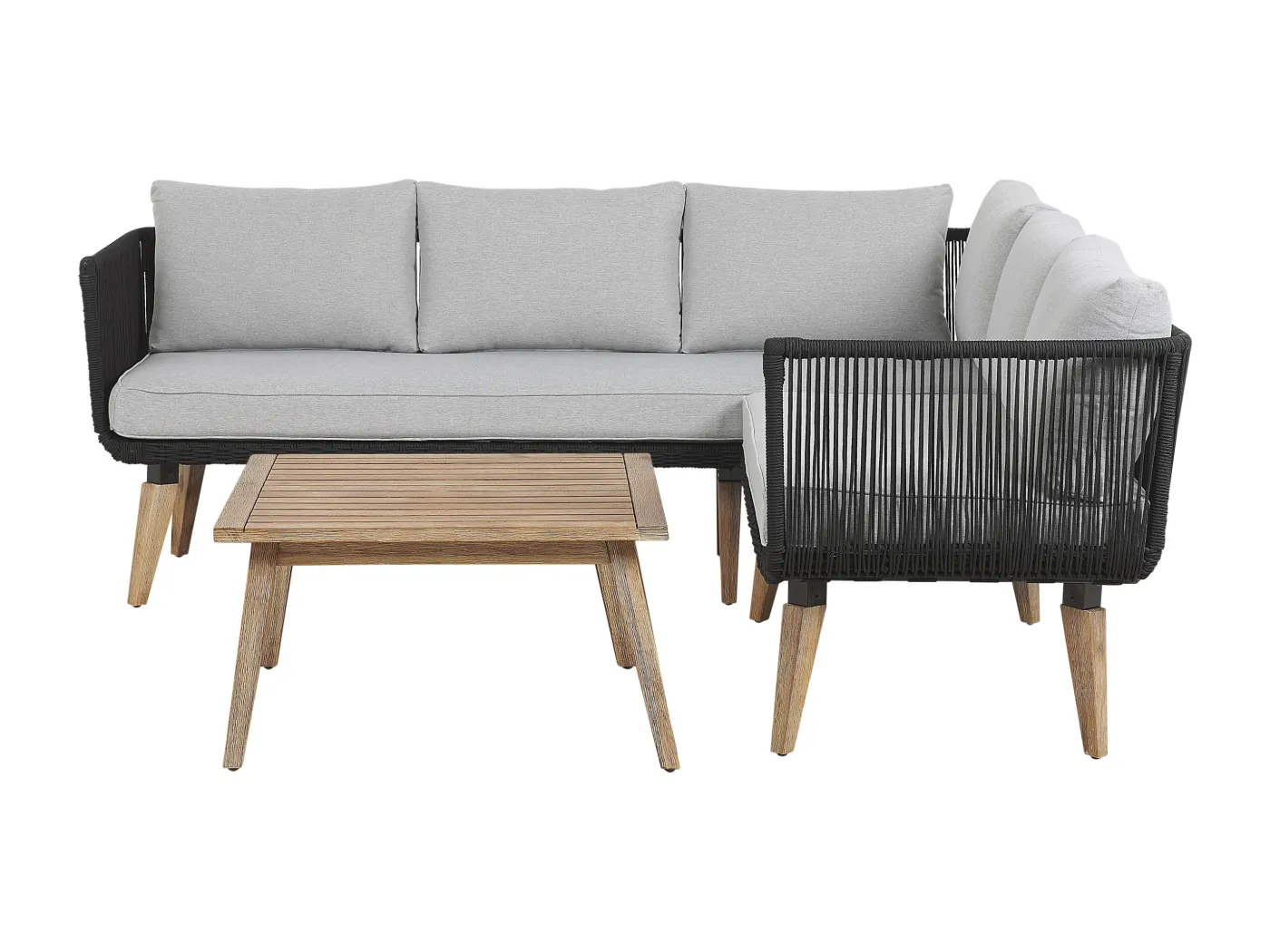 Gartenmöbel Set Akazienholz hellbraun für 5 Personen Auflagen grau Alcamo