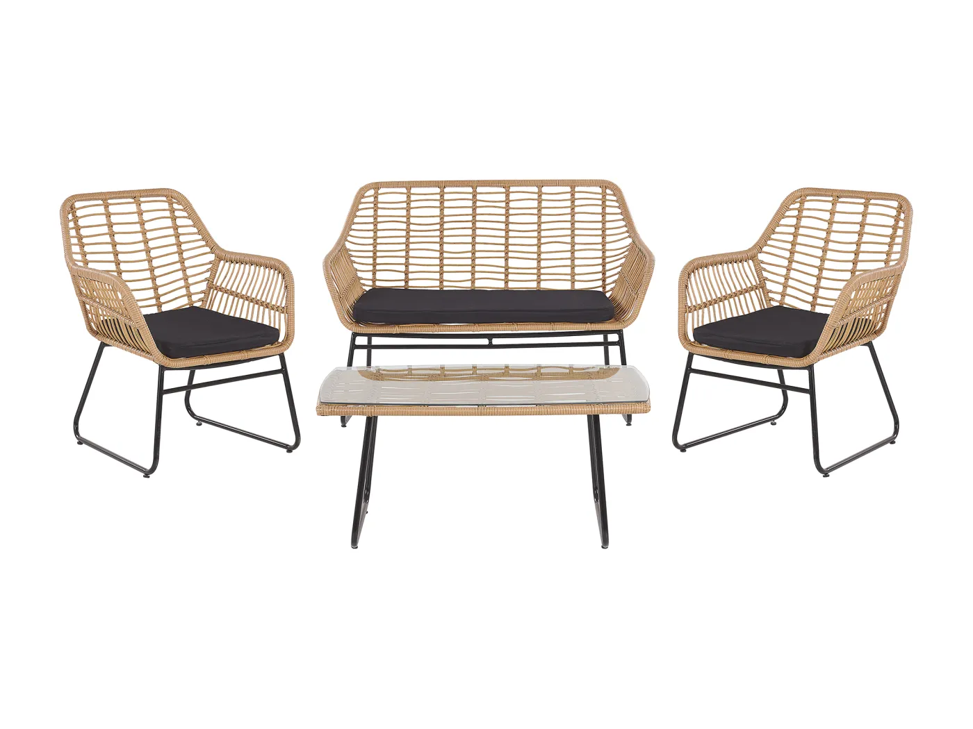 Lounge Set mit Tisch 4-Sitzer MINORI Polyrattan Beige