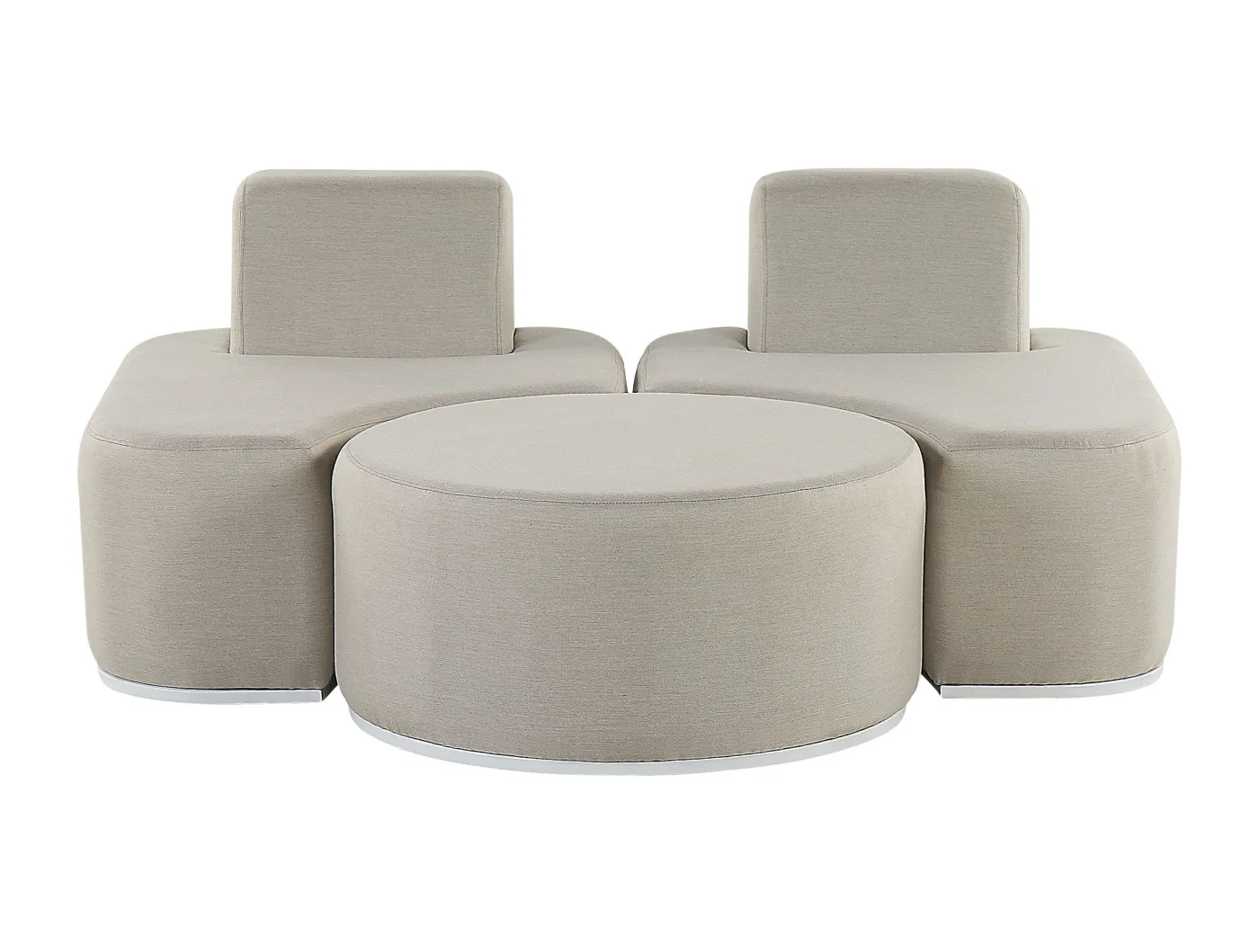 Gartenmöbel Lounge Set Stoff grau 3-teilig zusammenschiebbar Modern Fabro