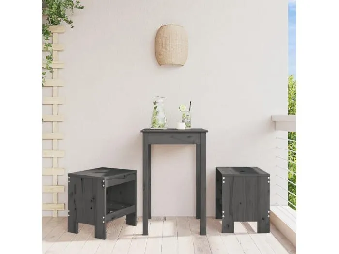 Gartenhocker 2 Stk. Grau 40x36x45 cm Massivholz Kiefer