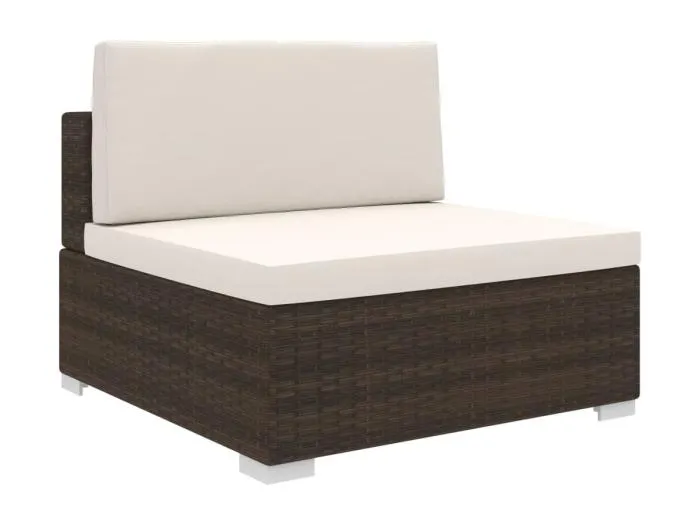Modular-Sofa-Mittelteil 1 Stk. + Auflagen Poly Rattan Braun