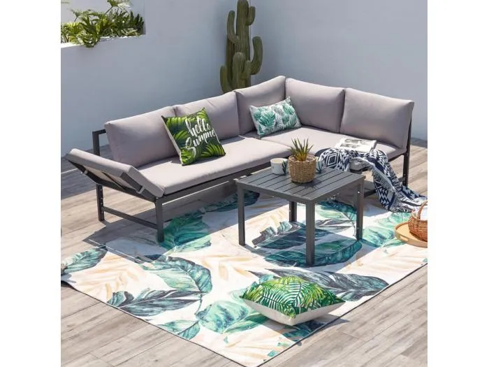 Garten Lounge Set mit 4 Sitzplätzen in Dunkelgrau mit verstellbarem Sofa TEORA