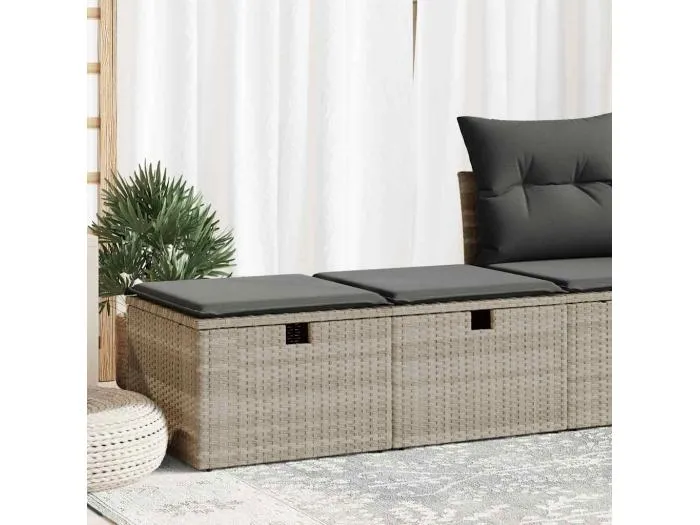 2-tlg. Garten-Sofagarnitur mit Kissen Hellgrau Poly Rattan