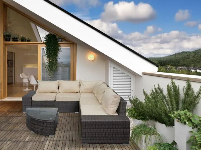 Gartenmöbel aus geflochtenem Kunststoff "Zelda" – 5 Plätze – Braun