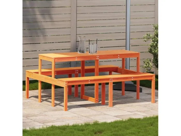 Picknicktisch Wachsbraun 160x134x75 cm Massivholz Kiefer