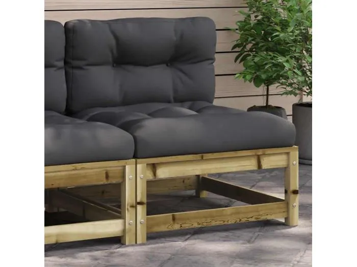Gartensofa ohne Armlehnen mit Kissen Kiefernholz Imprägniert