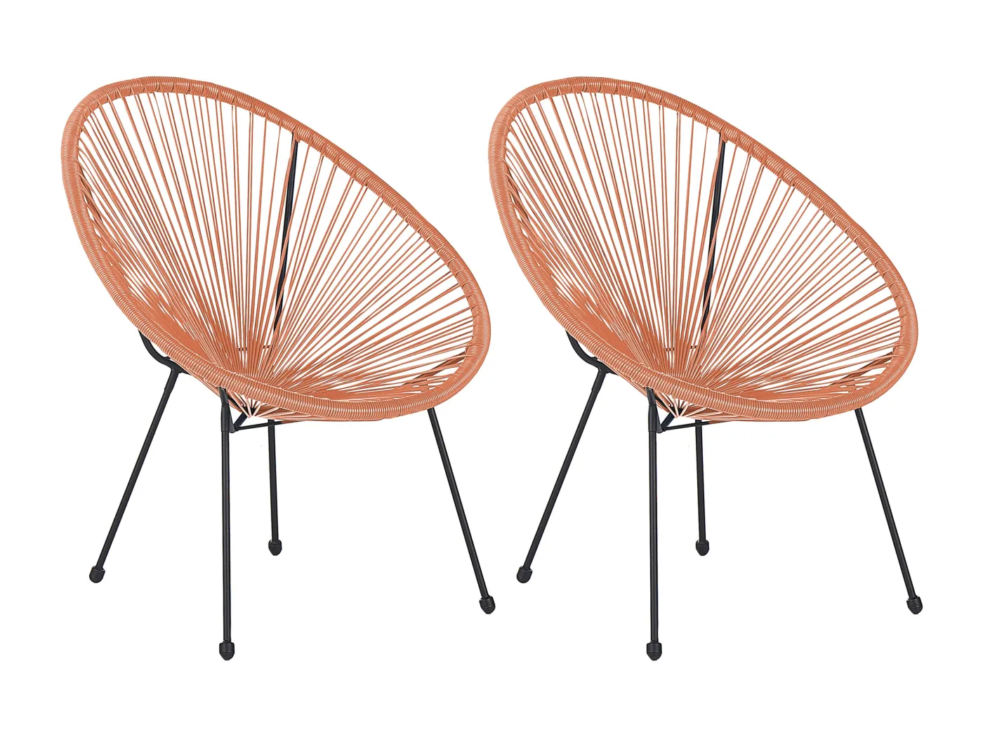 Lustiges Balkonset 2 Stühle Spaghetti Stil Rattan orange Acapulco II