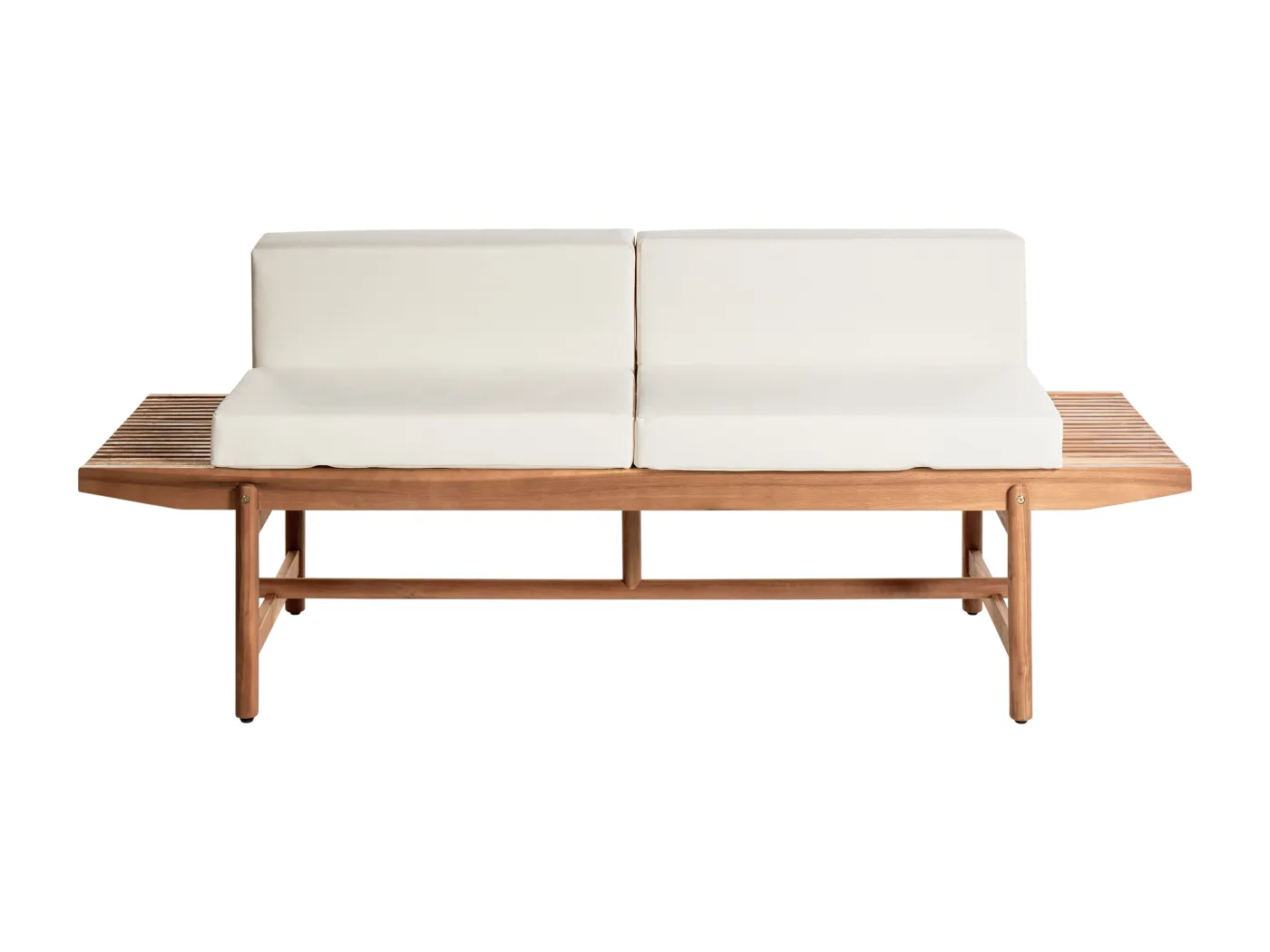 Gartenbank mit Auflage GIAVENO 210 cm Akazienholz Cremeweiss