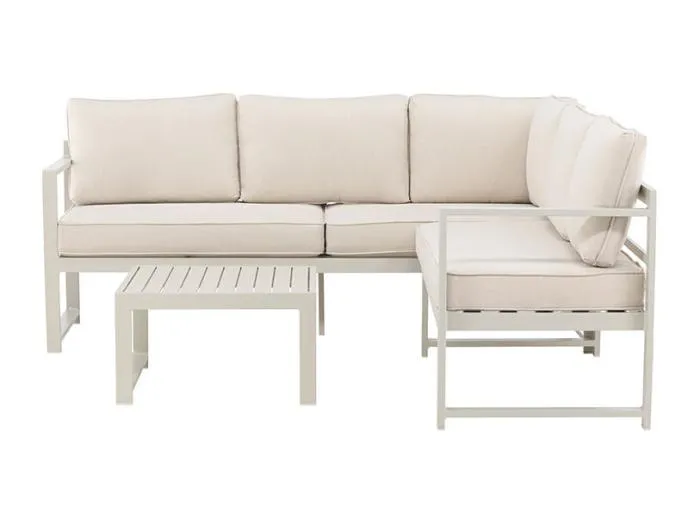 Salvador 1 Ecksofa, 1 Couchtisch beige.