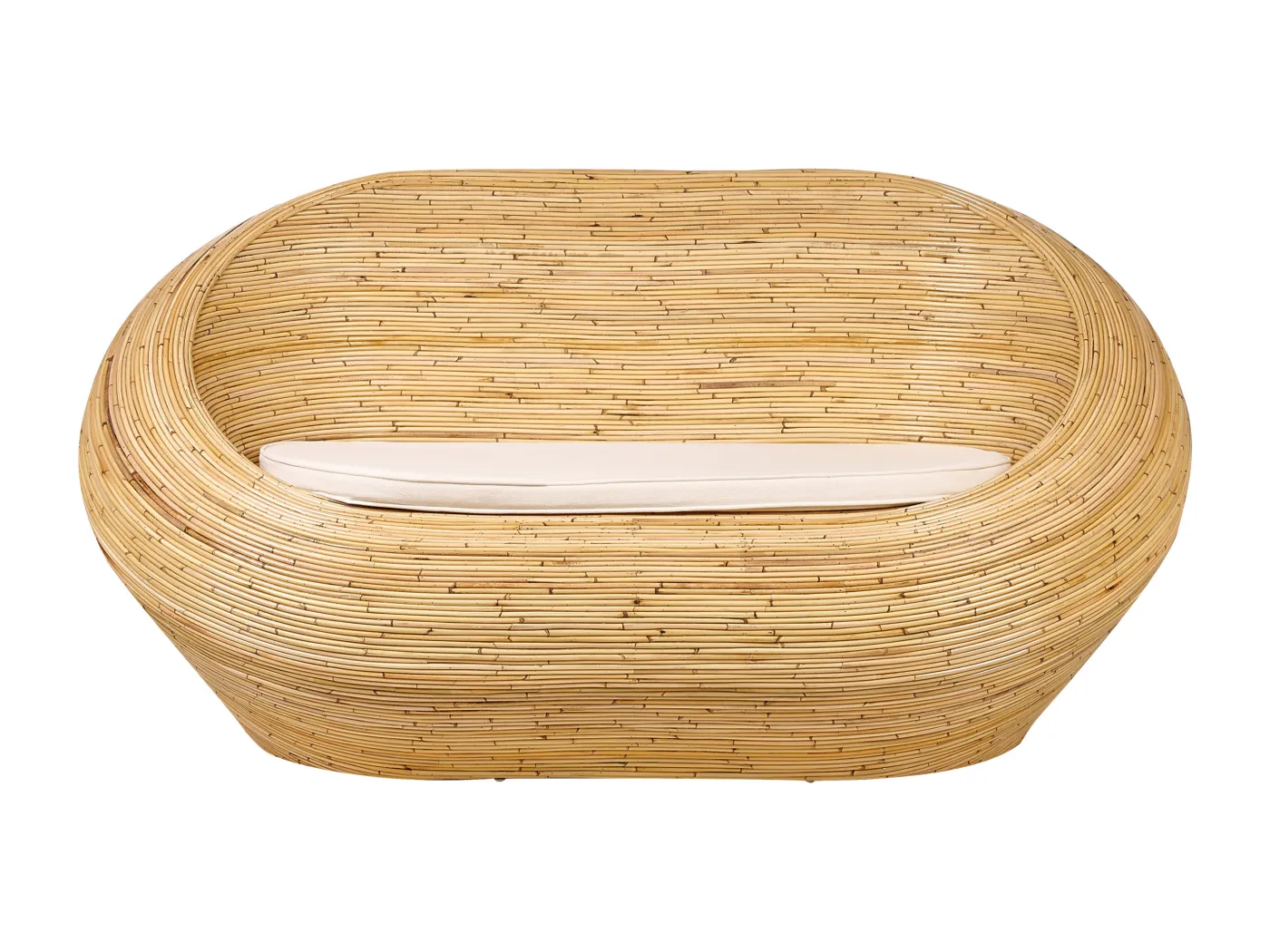 2-Sitzer Nest Gartensofa Rattan natürlich oval mit Kissen Out- & Indoor Maiori