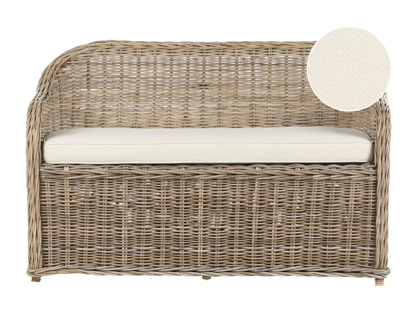 2-Sitzer Gartensofa mit Armlehnen Rattan naturfarben Auflagen beige Boho Susua