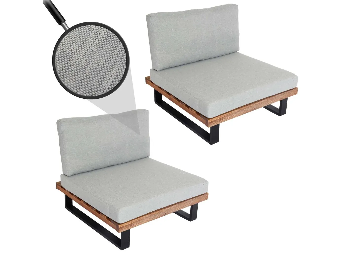 Lounge-Sessel MCW-H54 (2er-Set), Hellbraun, Polster hellgrau