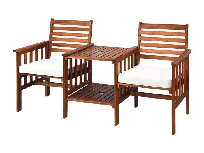 Doppelsitz aus Akazienholz 3-Teiliges Tisch- & Stühle-Set