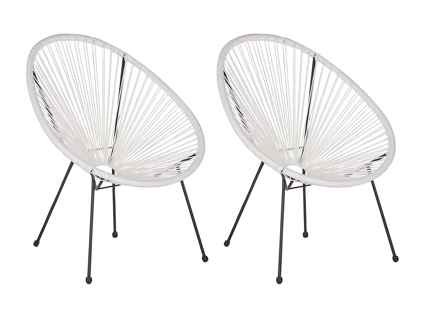 Lustiges Balkonset 2 Stühle Spaghetti-Optik Rattan weiß Acapulco II