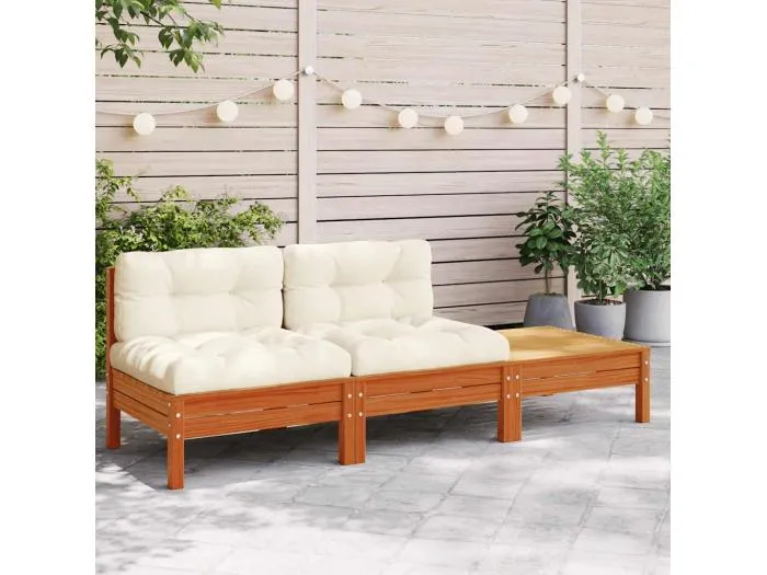 Gartensofa mit Kissen und Hocker 2-Sitzer