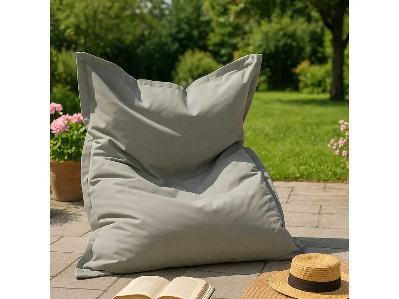 Outdoor-Pouf XXL Grau 180x140cm - Absoluter Komfort, Robust, Leicht zu Reinigen