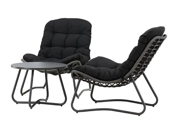Cala Loungeset 2 Loungestühle, 1 Couchtisch anthrazit.