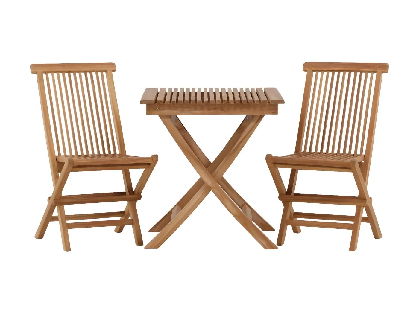 Ghana Gartenset Tisch 70x70cm, 2 Stühle Kenya, natur,natur.