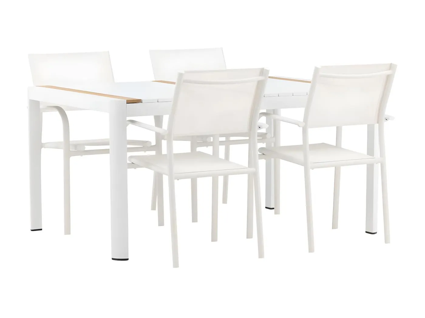 Togo Gartenset Tisch 90x150cm weiß, 4 Stühle Santorini weiß.