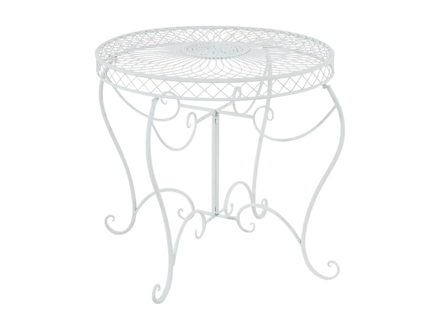 Gartenbeistelltisch - rund 90cm - Metall - Blanc - Sheela